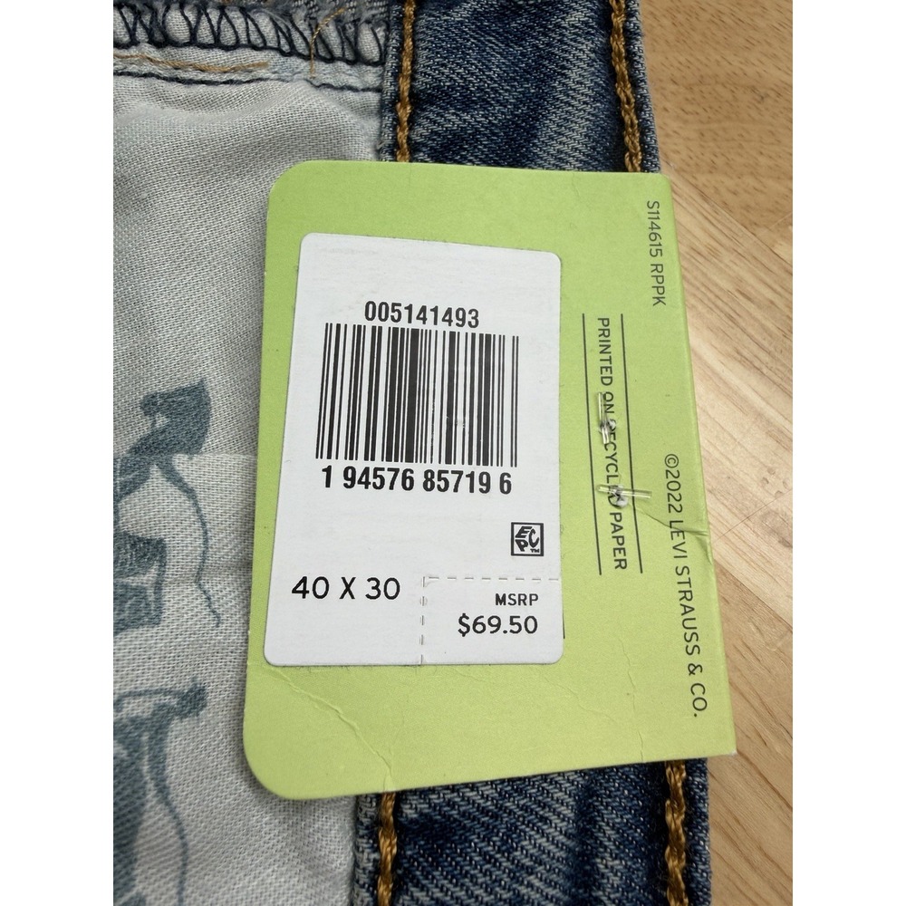 Levis 514 Straight‎ Fit Jeans Stretch Color Rinsed Blue 005141493 Men's 40x30 - Picture 11 of 14